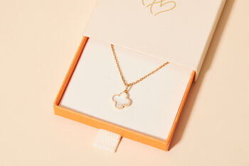 Personalised Mother Of Pearl Clover Cross Necklace, 4 of 5