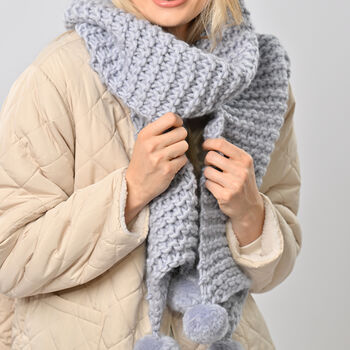 Pom Pom Scarf Beginner Knitting Kit, 4 of 10