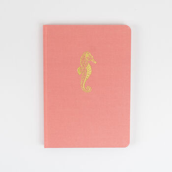 Seahorse Hardback Notebook In Dusty Pink Fabric, 6 of 8