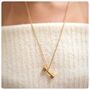 Personalised Gold Coloured Dumbbell Pendant Necklace, thumbnail 3 of 9