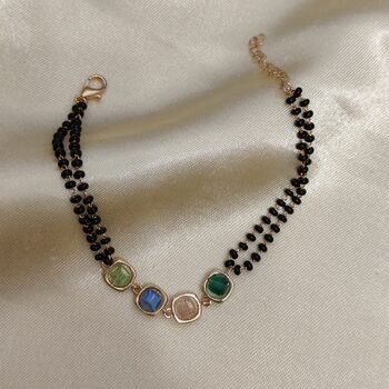 Multicolour Round Zircon Adjustable Beaded Bracelet, 4 of 4