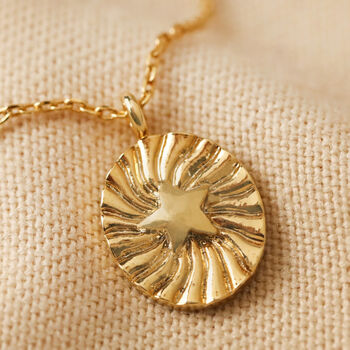 Stamped Star Pendant Necklace In Gold Plating, 2 of 8
