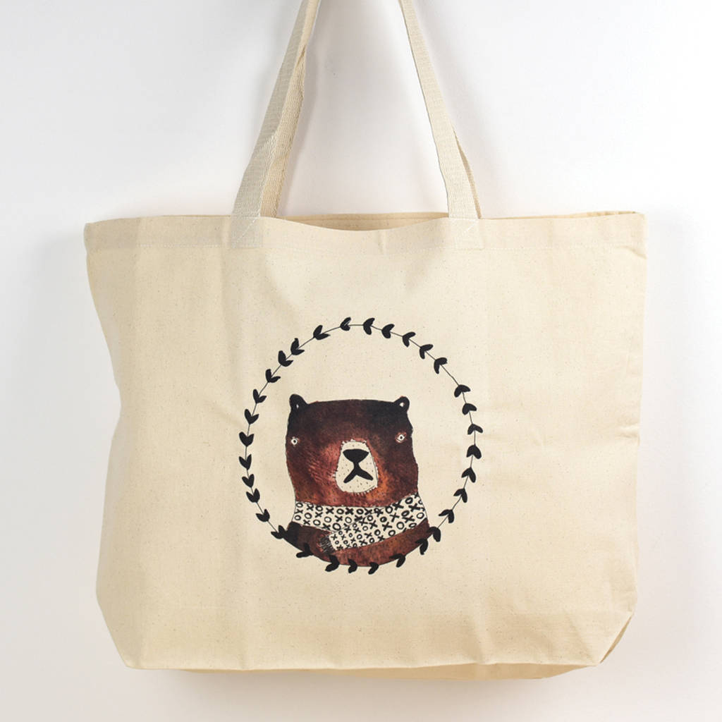 Bear Tote Bag By Plewsy 
