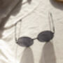 Black Oversized Round Circle Wire Frame Sunglasses, thumbnail 4 of 5