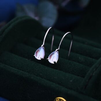 Sterling Silver Moonstone Droplet Drop Hook Earrings, 8 of 11