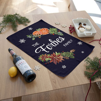 Personalised Christmas Clementine Tea Towel, 3 of 6