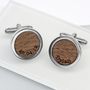Walnut Wood Name And Date Cufflinks, thumbnail 1 of 5
