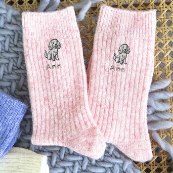 Personalised Dog Cashmere Wool Bed Sock Gift, 2 of 9