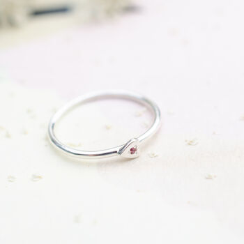Personalised Birthstone Simple Love Heart Stacking Ring, 6 of 9
