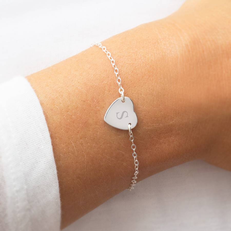 Personalised Heart Sterling Silver Bracelet By