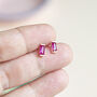 Dainty Baguette Birthstone Stud Earrings, thumbnail 4 of 8