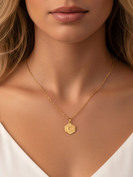 Textured Initial Coin Necklace With Rope Chain, 2 of 4