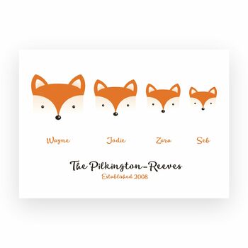 Personalised Fox Family Print, 6 of 8