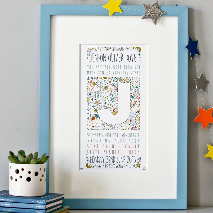 Personalised Stars New Baby Print Gift, 1 of 11