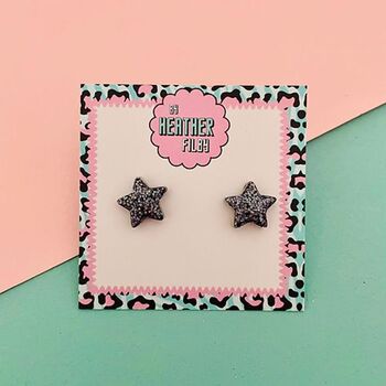 Star Glitter Stud Earrings, 3 of 6