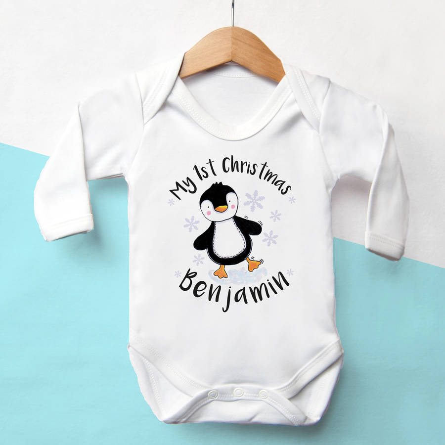 1st Christmas Personalised Penguin Vest By Homegrown Print Co 