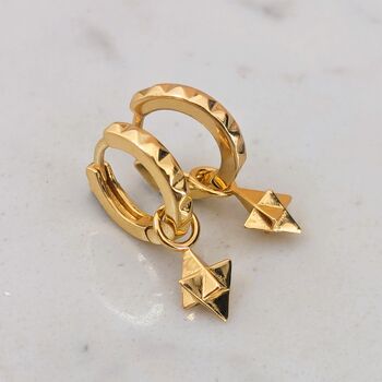 The Tetrahedron Accent Pyramid Hoop Earrings, 3 of 5