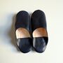 Handmade Moroccan Blue Leather Babouche Slippers, thumbnail 3 of 5