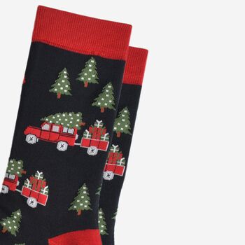 Men's Bamboo Socks Christmas Tree Off Roader, 3 of 5