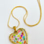 Disco Heart Necklace With Gold Sparkles, thumbnail 2 of 8