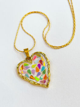 Disco Heart Necklace With Gold Sparkles, 2 of 8