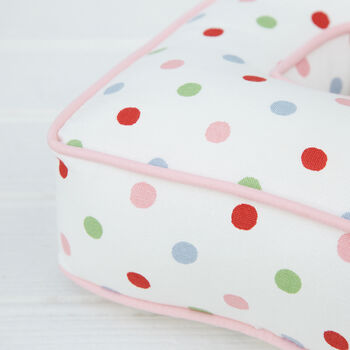 Handmade Letter Cushion In Colourful Polka Dot, 3 of 4