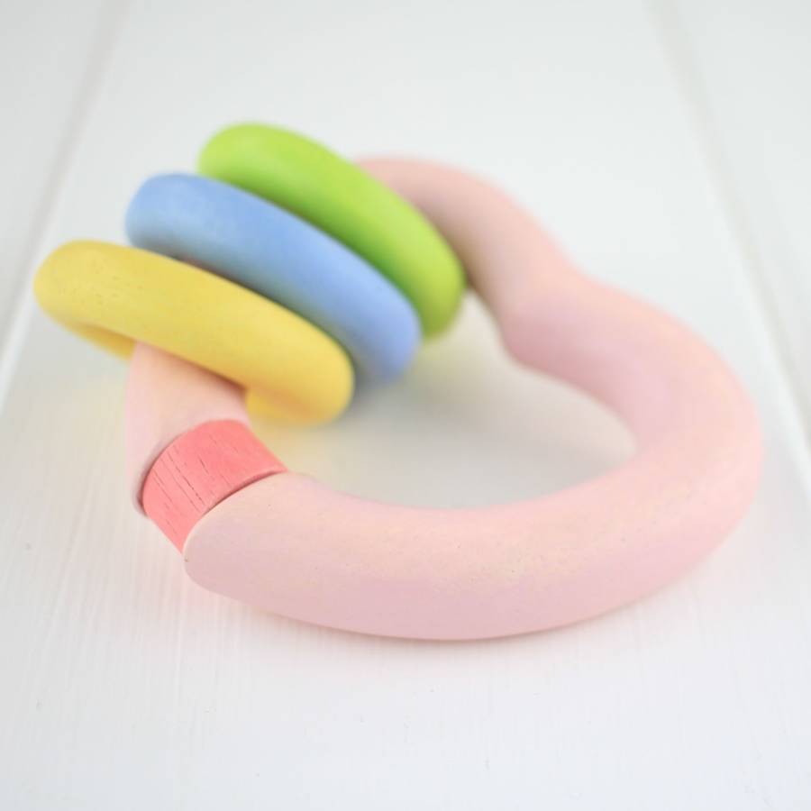 **Wooden Baby Grabbing Toy Heart By Nest