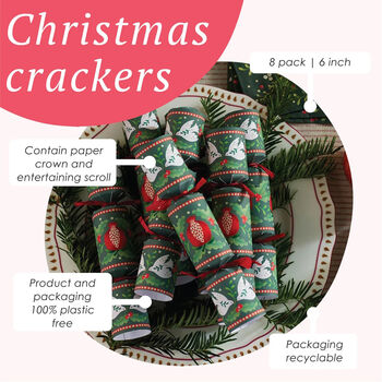 Green With Pomegranate Christmas Crackers Set Of Eight, 4 of 4