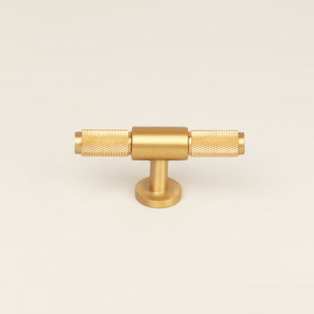 G Decor Luxury Solid Brass Knurled Single T Door Knobs, 2 of 4