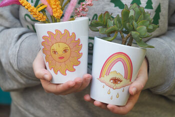 Personalised Sun, Rainbow Cloud Or Moon Plant Pot, 3 of 4
