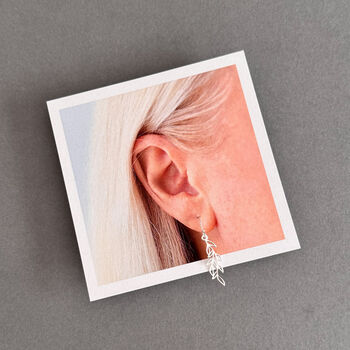 Let Love Grow Sterling Silver Leaf Drop Earrings, 5 of 12