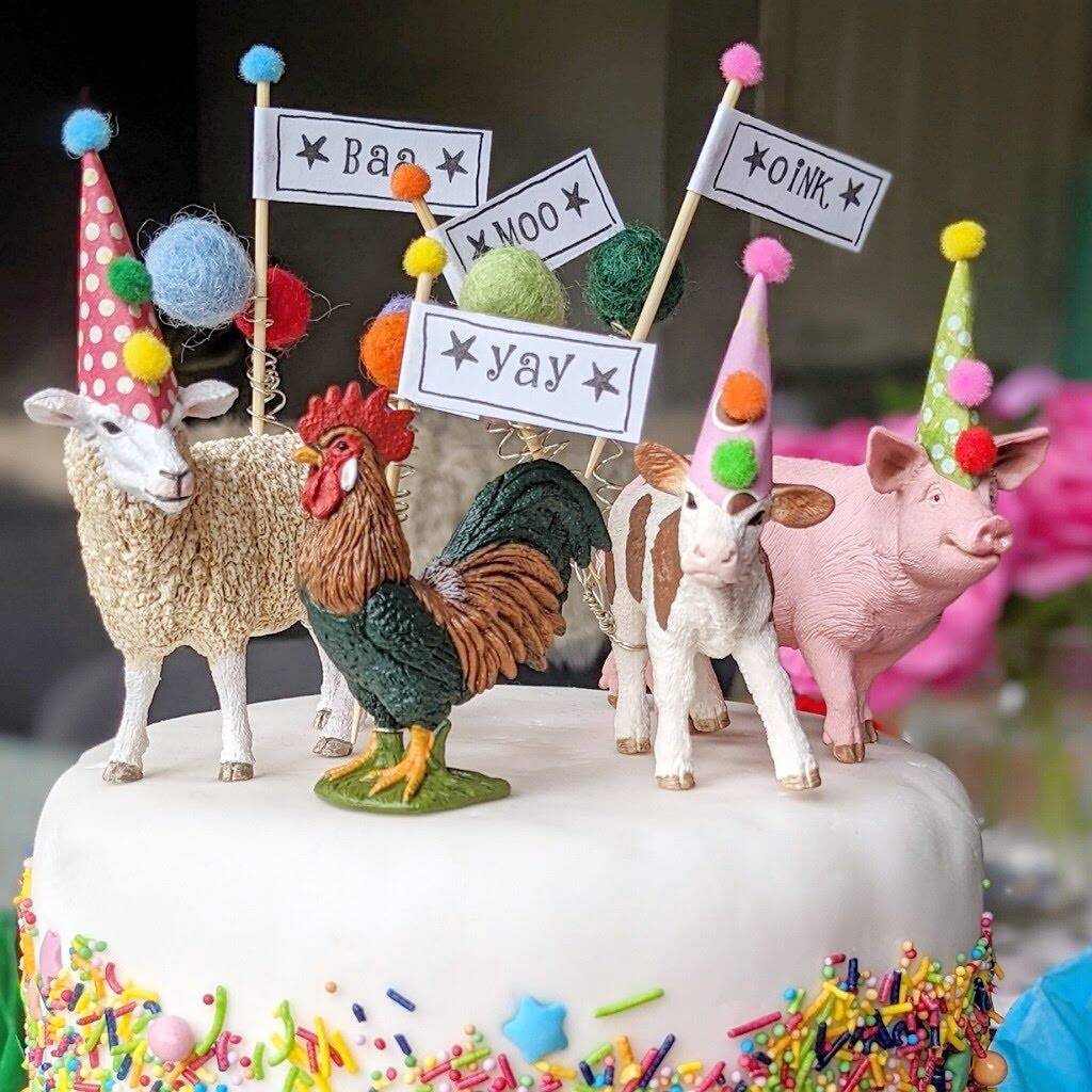 Personalised Farmyard Party Animal Cake Toppers By Zippitysstudio |  