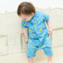 Baby + Toddler Shortie Romper | Blue Unisex Bug Print, thumbnail 5 of 6