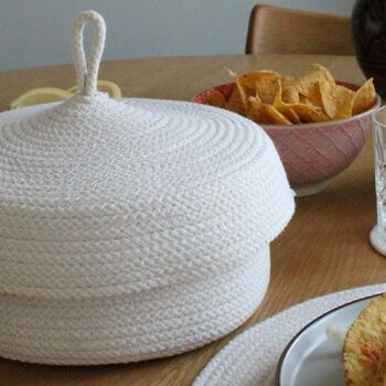 Pure White Rope Cotton Tortilla Basket, 2 of 6