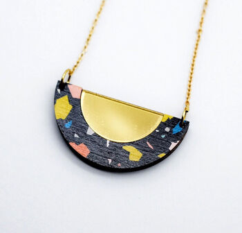 Black And Gold Terrazzo Bib Style Necklace, 3 of 5