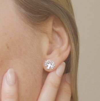 Sterling Silver 50th Tree Of Life Ear Studs, 3 of 8