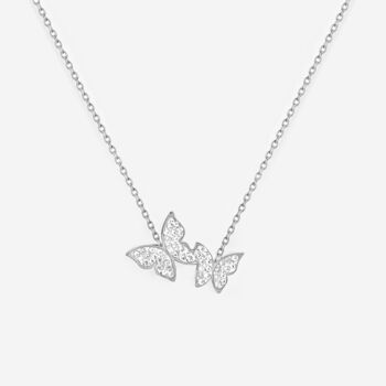 Silver Butterfly Necklace With Two Butterflies, 2 of 5