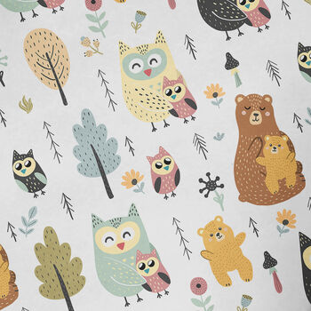 Mothers Day Wrapping Paper Roll Owl Bear Baby, 2 of 3