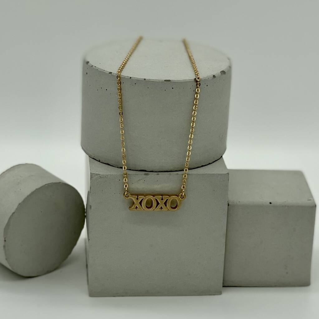 Gold Xoxo Necklace By Lime Lace