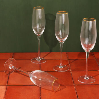 G Decor Set Of Four Aurora Champagne Flutes Glasses, 3 of 6