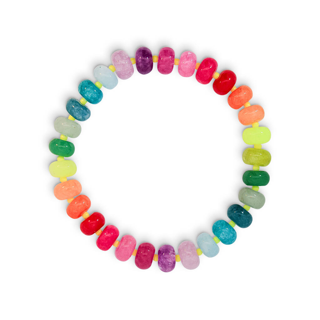 Multicoloured Rainbow Mixed Jade Stone Beaded Bracelet, 1 of 1