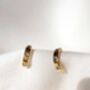 Karma Solid Gold Hoop Earrings With Three Diamonds, thumbnail 3 of 6