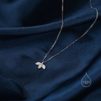 White Opal Marquise Leaf Pendant Necklace, 3 of 11