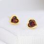 Tiny Garnet Red Cz Heart Stud Earrings, thumbnail 6 of 12