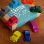 Set Of Eight Gift Boxed Car Theme Wax Crayons, thumbnail 1 of 9