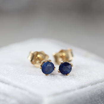 Blue Sapphire Stud Earrings In Silver Or Gold, 2 of 12