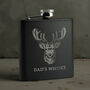 Personalised Stag Black Hip Flask, thumbnail 3 of 5