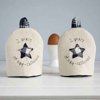 Personalised 45th, 65th Sapphire Anniversary Egg Cosies, 7 of 8