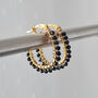 Black Spinel And Gold Wire Wrapped Hoop Earrings, thumbnail 4 of 6