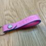 Personalised Handmade Leather Keyring, Pink And Blue, thumbnail 3 of 10